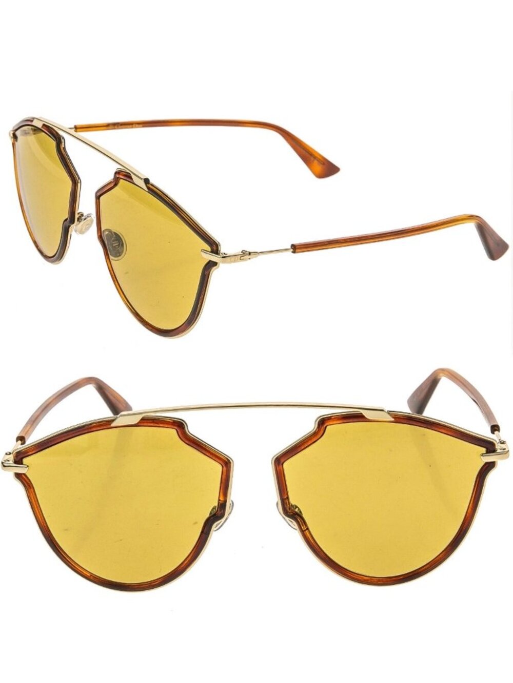CHRISTIAN DIOR SO REAL Rise Gold Brown Havana Aviator Sunglasses SOREALRISE